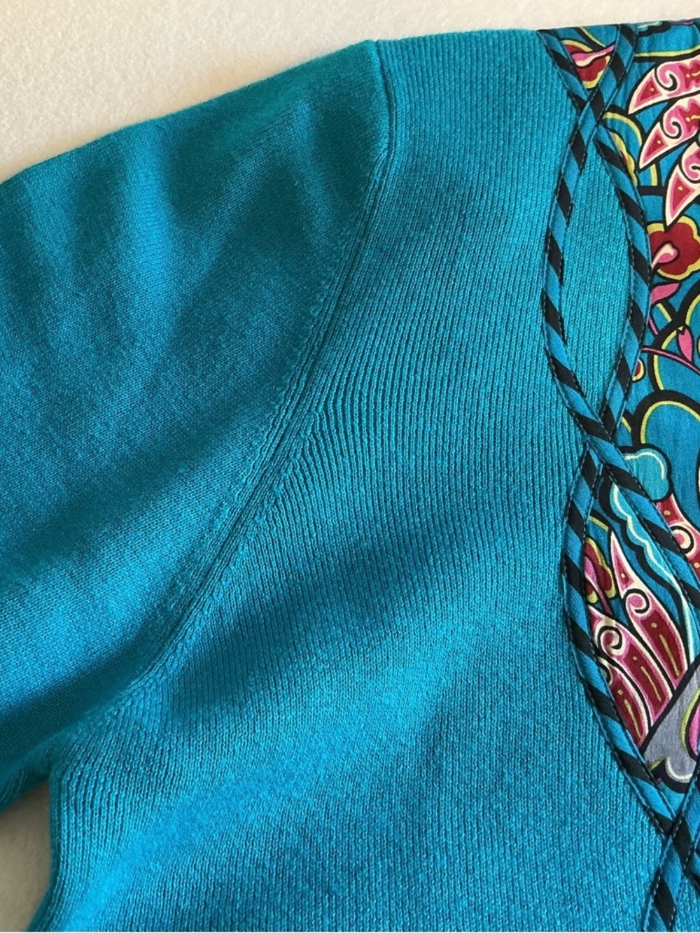 Koos silk and cotton blue boho artsy button sweater size medium - Picture 8 of 10